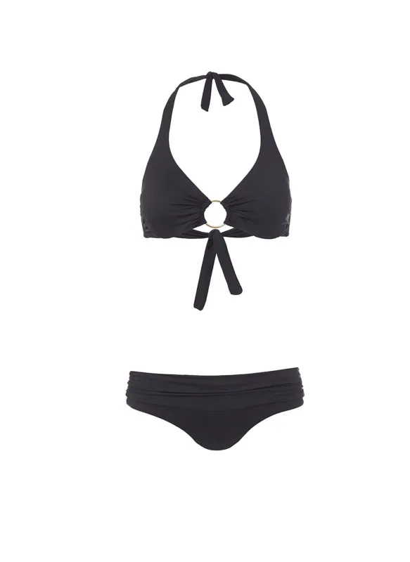 Brussels Black Halterneck Ring Supportive Bikini made by Melissa Odabash