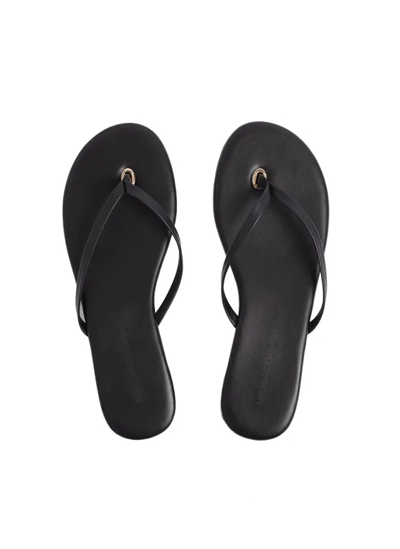 Leather Flip Flops Black made by Melissa Odabash