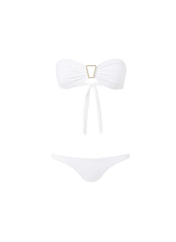 Barcelona White Bandeau Triangle Trim Bikini sold by Melissa Odabash
