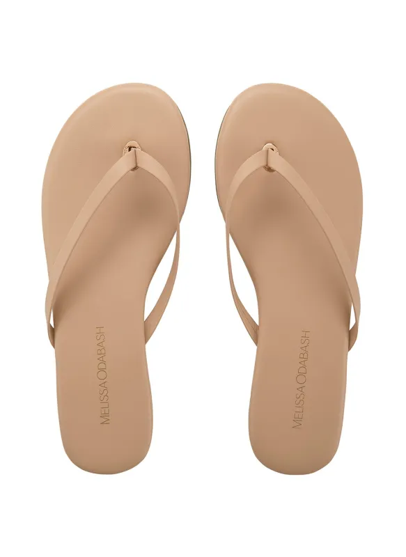Leather Flip Flops Nude made by Melissa Odabash