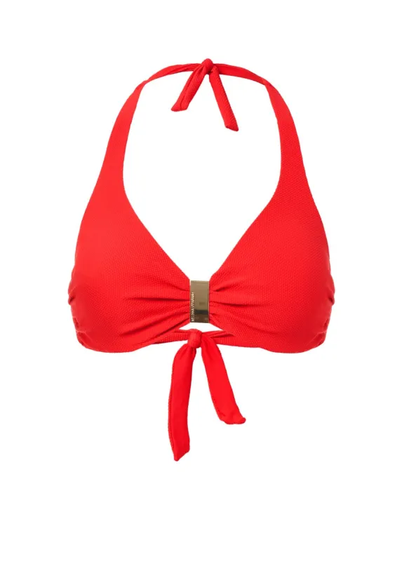 Provence Red Pique Halterneck Supportive Bikini Top made by Melissa Odabash