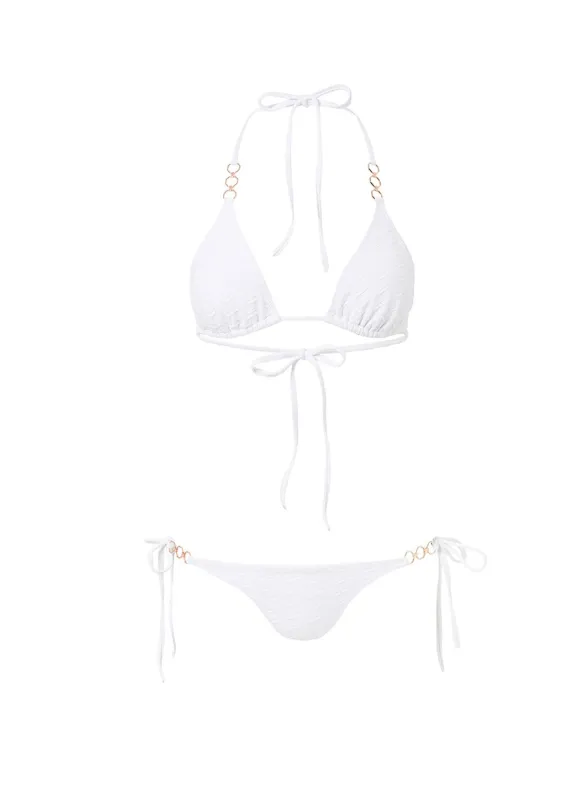 Anguilla White Zigzag Triangle Triple Ring Bikini made by Melissa Odabash