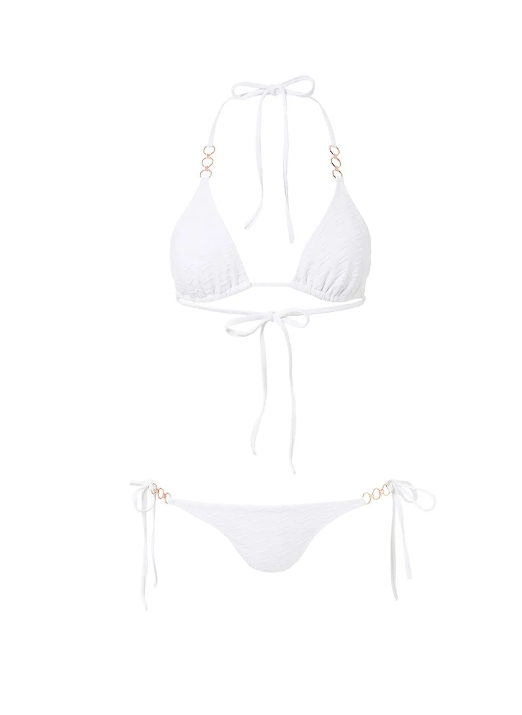 Anguilla White Zigzag Triangle Triple Ring Bikini sold by Melissa Odabash