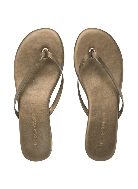 Leather Flip Flops Bronze made by Melissa Odabash