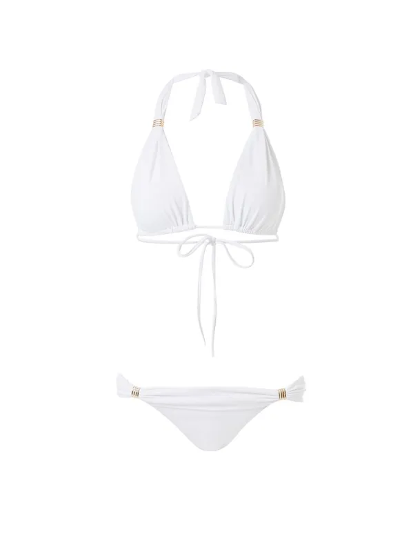 Grenada White Adjustable Halterneck Bikini made by Melissa Odabash