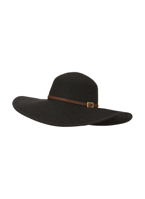 Jemima Wide Brim Beach Hat Black made by Melissa Odabash