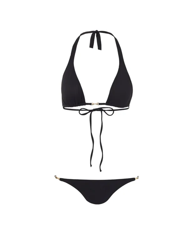 Mustique Black Halterneck Gold Link Bikini made by Melissa Odabash