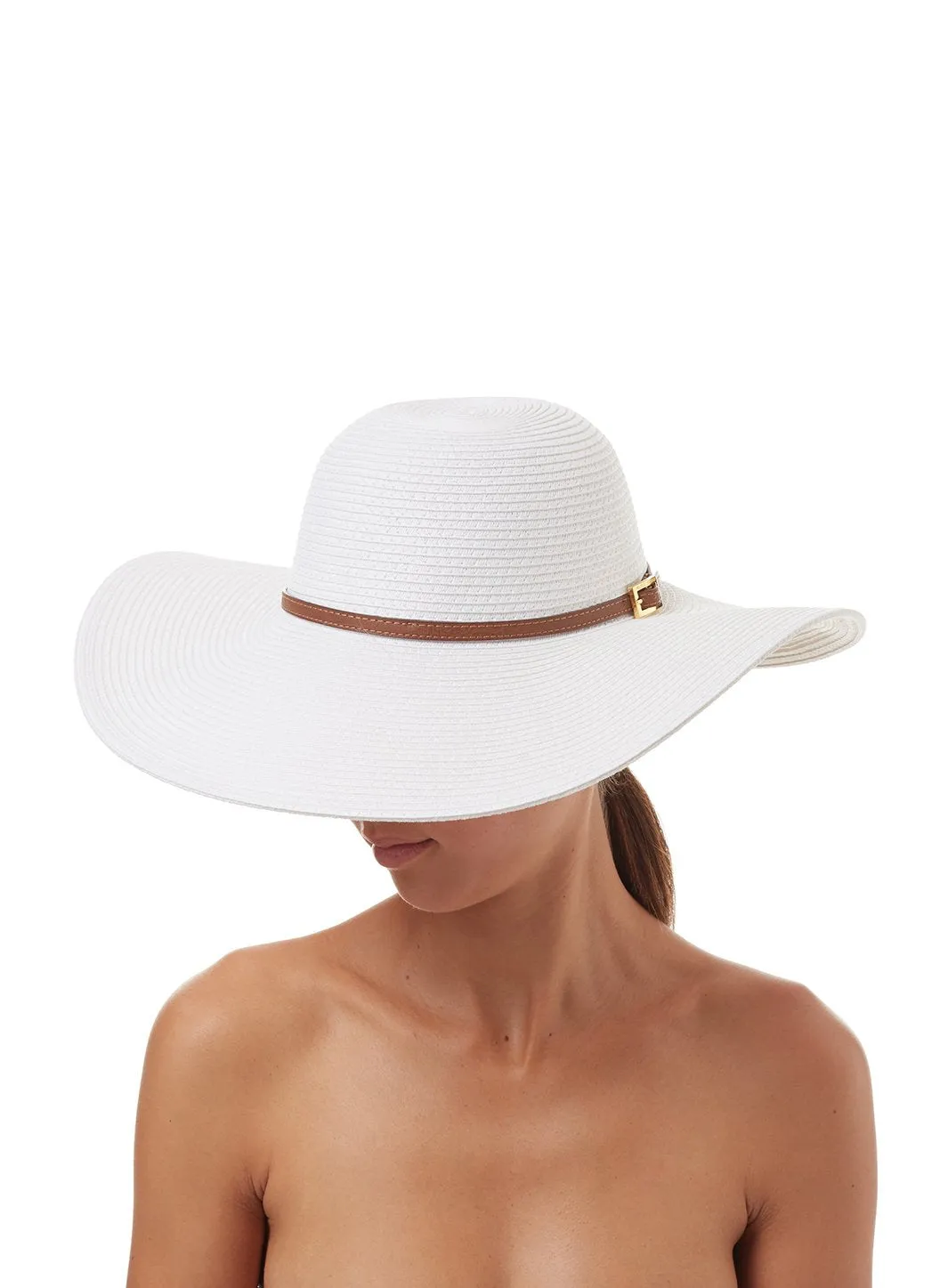 Jemima Wide Brim Beach Hat White sold by Melissa Odabash product image thumbnail 2