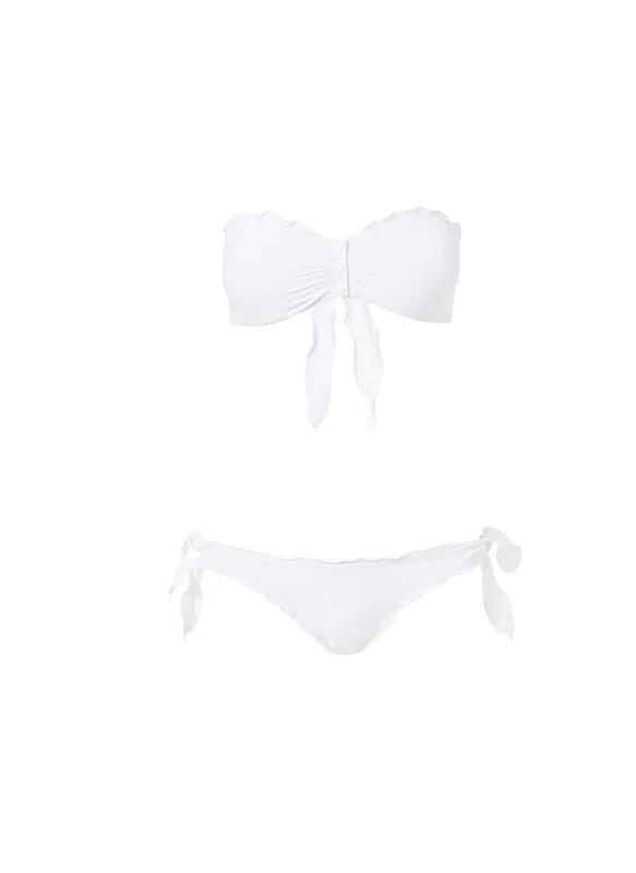 St Martin White Ribbed Popper Bikini made by Melissa Odabash