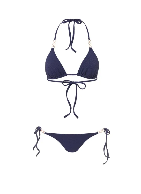 Anguilla Navy Zigzag Triangle Triple Ring Bikini made by Melissa Odabash