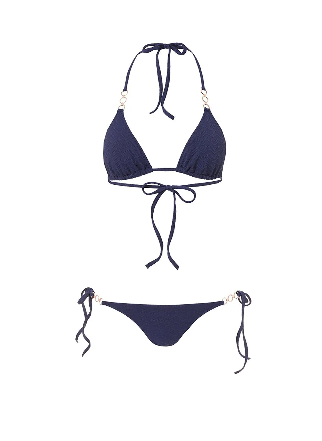 Anguilla Navy Zigzag Triangle Triple Ring Bikini sold by Melissa Odabash