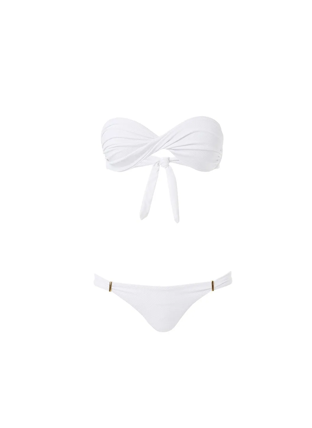 Martinique White Pique Bandeau Padded Twist Bikini sold by Melissa Odabash