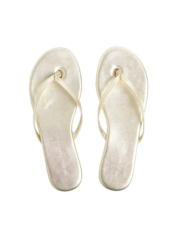 Leather Flip Flops Gold made by Melissa Odabash