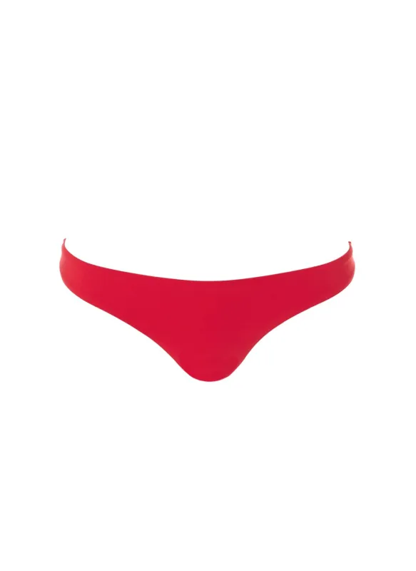 Exclusive Barcelona Red Bandeau Triangle Trim Bikini Bottom made by Melissa Odabash