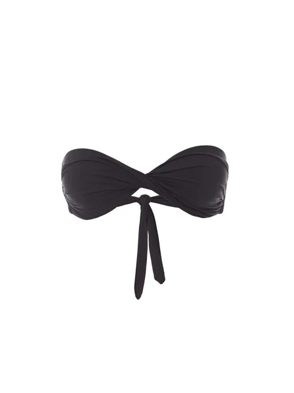 Martinique Black Bandeau Padded Twist Bikini Top made by Melissa Odabash
