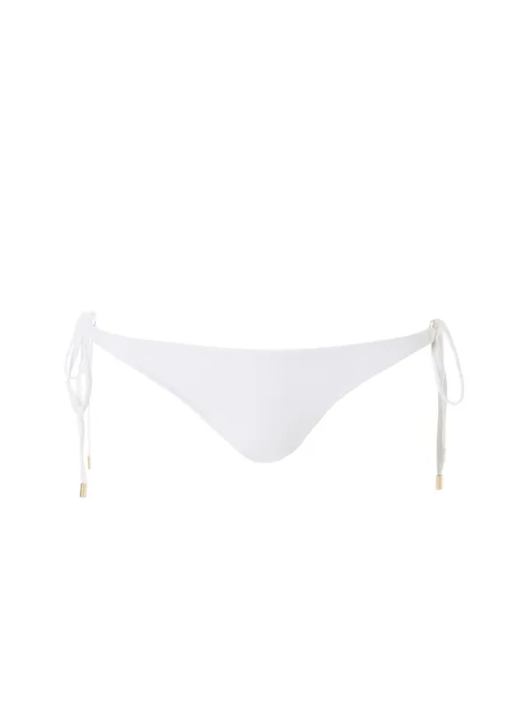 Exclusive Cancun White Ribbed Classic Triangle Bikini Bottom made by Melissa Odabash