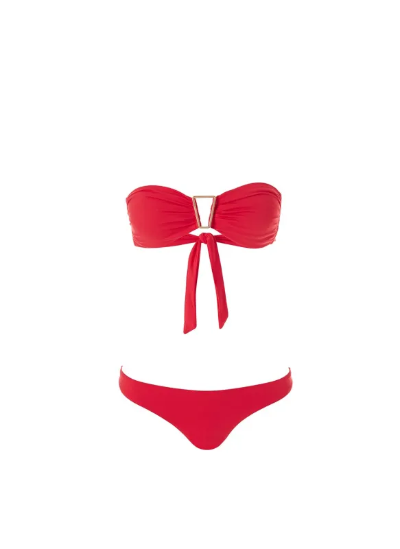 Exclusive Barcelona Red Bandeau Triangle Trim Bikini sold by Melissa Odabash