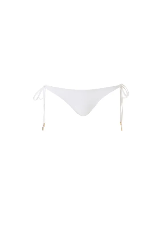 Exclusive Cancun White Classic Tie Side Bikini Bottom sold by Melissa Odabash