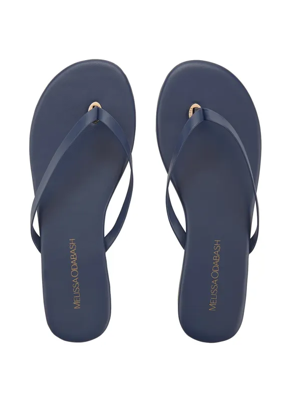 Leather Flip Flops Navy made by Melissa Odabash
