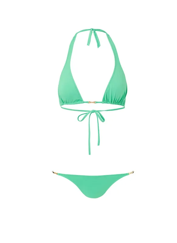 Mustique Green Halterneck Gold Link Bikini sold by Melissa Odabash