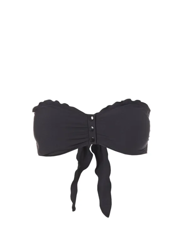 St Martin Black Ribbed Bandeau Popper Bikini Top made by Melissa Odabash
