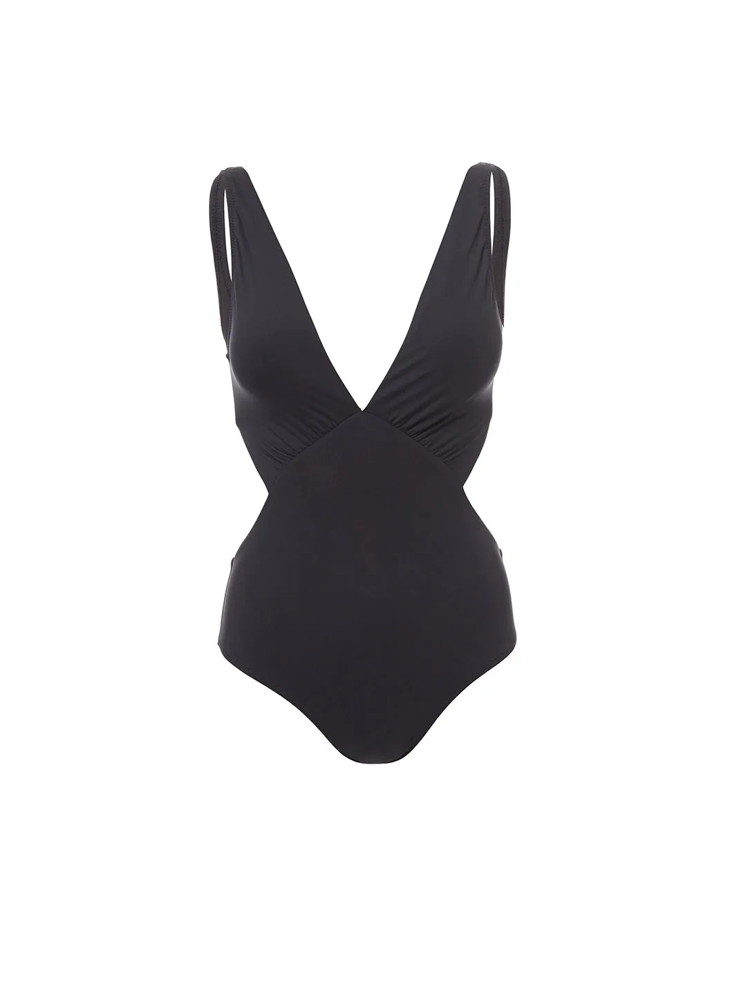 Delmar Black Over The Shoulder V-Neck Cut Out Swimsuit sold by Melissa Odabash