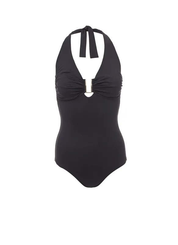 Tampa Black Halterneck U-trim Swimsuit made by Melissa Odabash