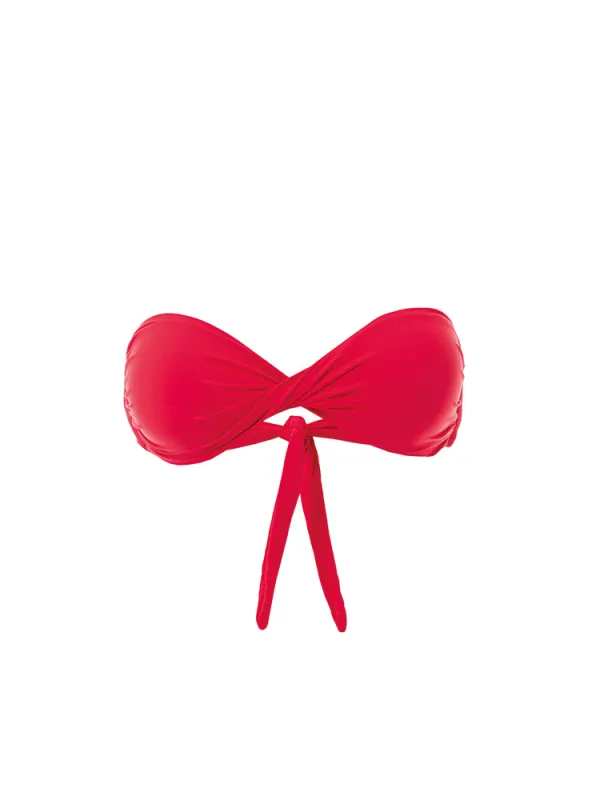 Martinique Red Bandeau Padded Twist Bikini Top made by Melissa Odabash