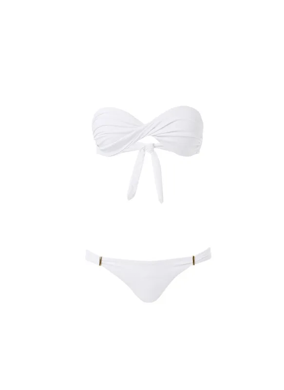 Martinique White Bandeau Padded Twist Bikini made by Melissa Odabash