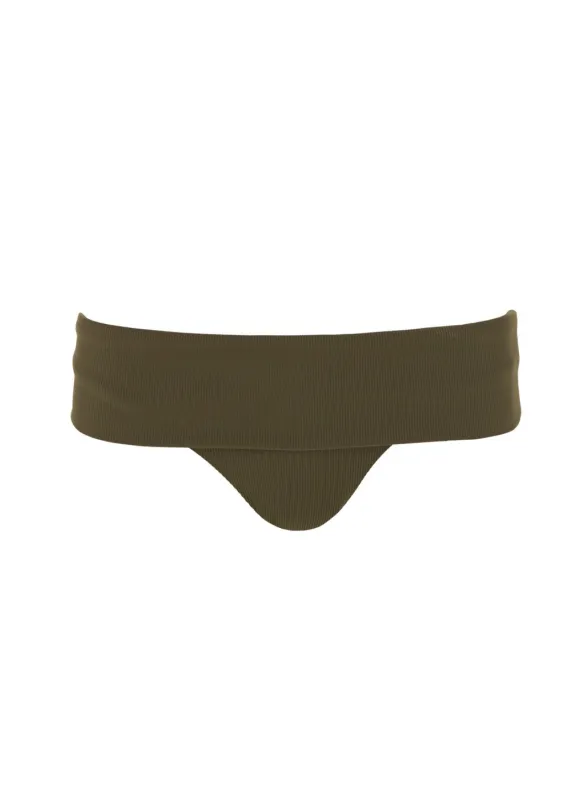 Brussels Olive Ribbed Bikini Bottom made by Melissa Odabash