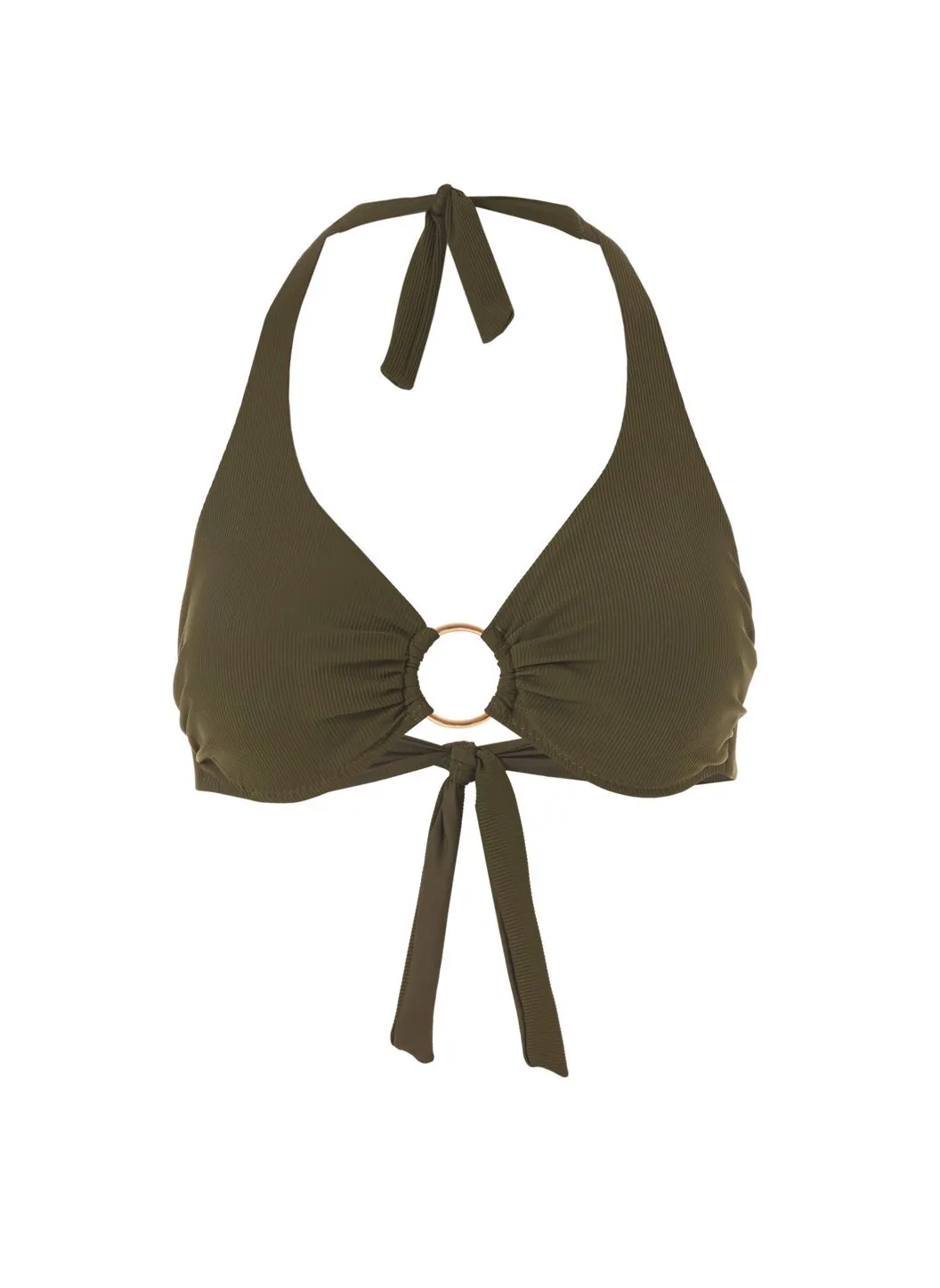 Brussels Olive Ribbed Bikini Top sold by Melissa Odabash