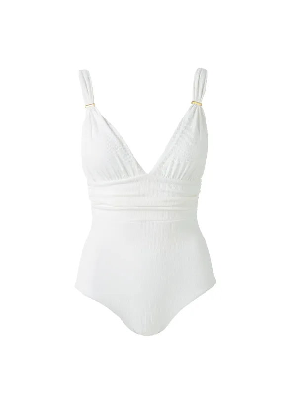 Panarea White Textured Swimsuit made by Melissa Odabash