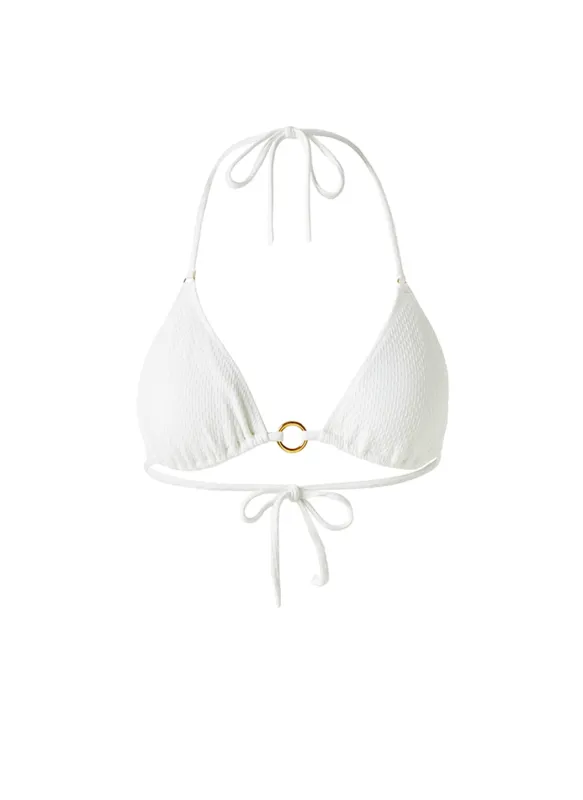 Venice White Textured Bikini Top made by Melissa Odabash