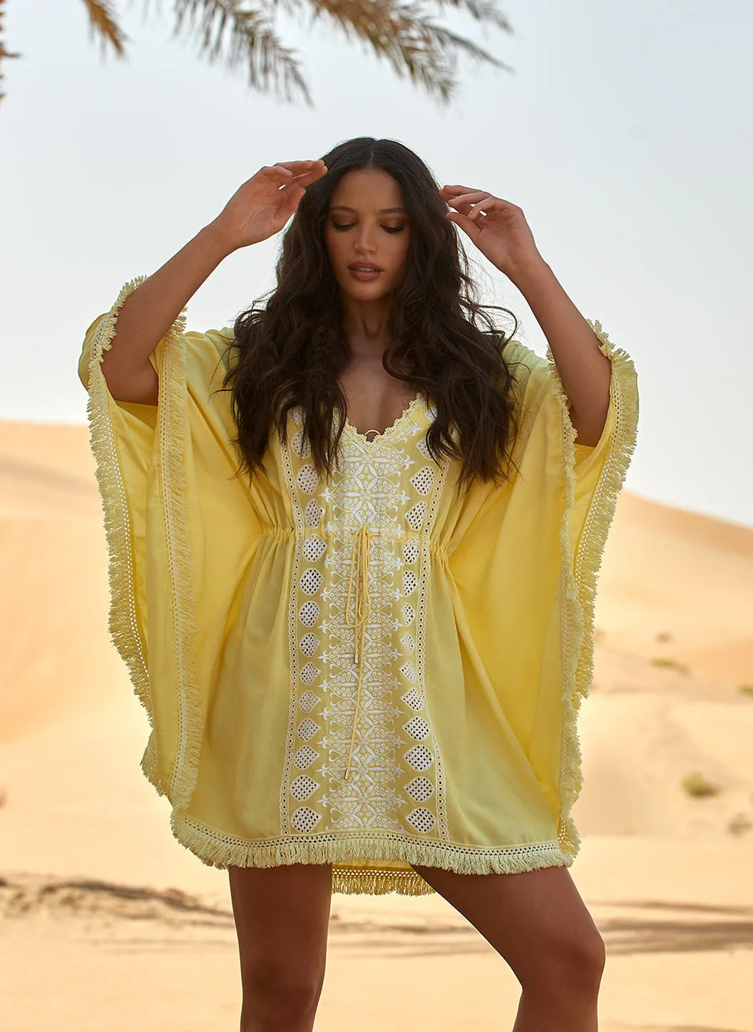Isabelle Yellow/White Kaftan sold by Melissa Odabash product image thumbnail 2