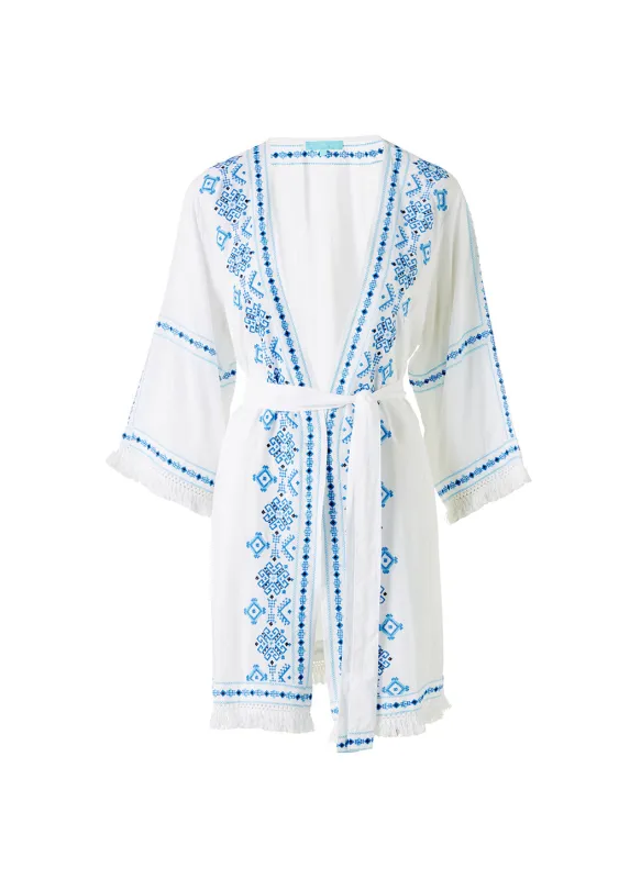 Kara White/Blue Kaftan made by Melissa Odabash