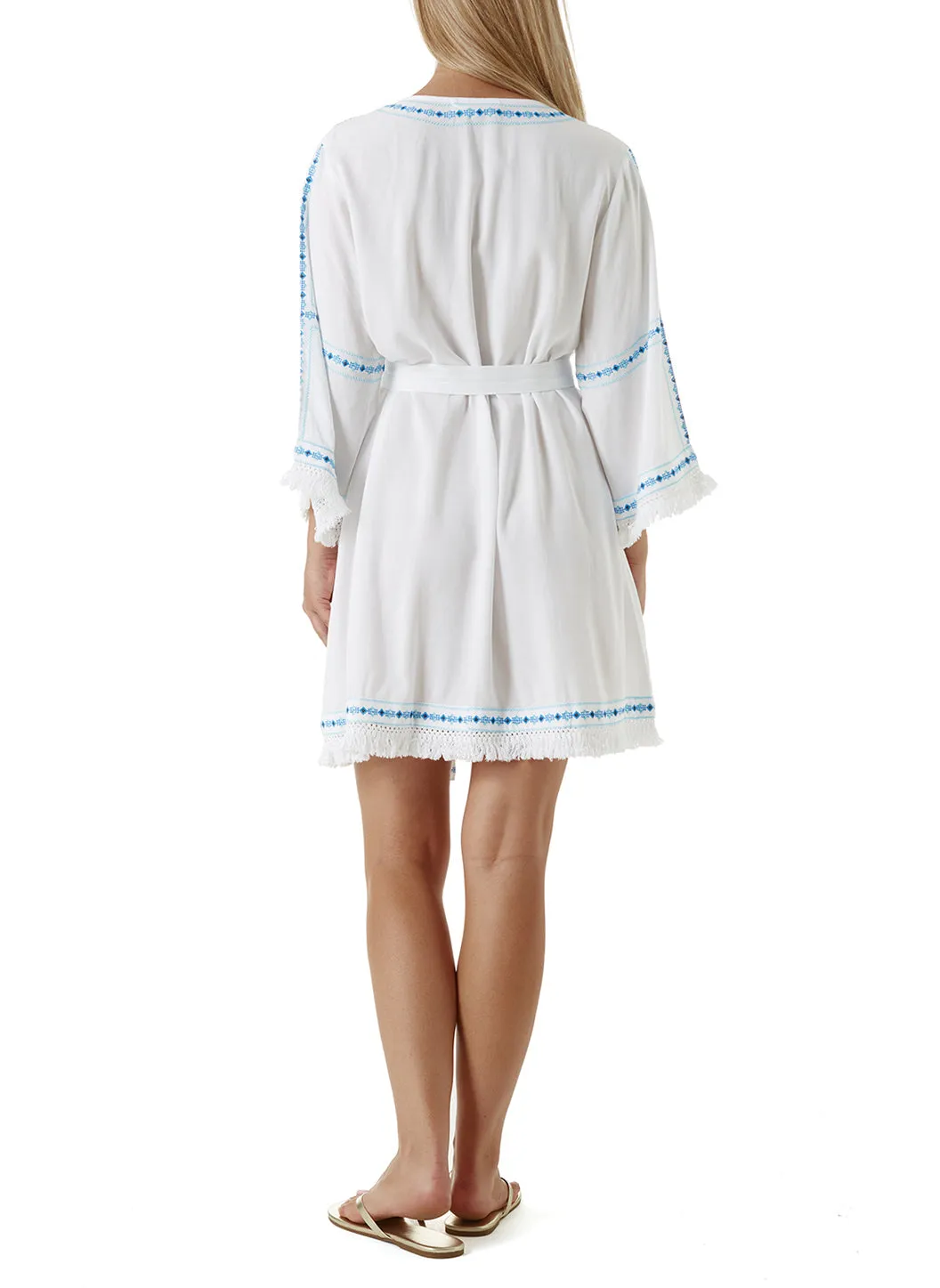 Kara White/Blue Kaftan sold by Melissa Odabash product image thumbnail 4