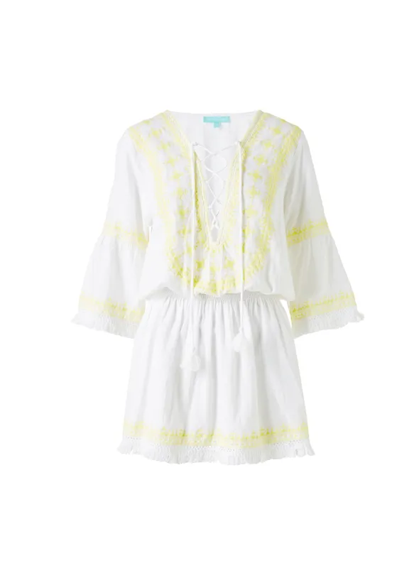 Martina White/Yellow Dress made by Melissa Odabash