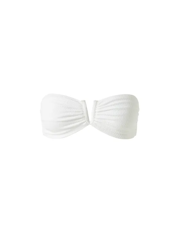 Alba White Textured Bikini Top made by Melissa Odabash