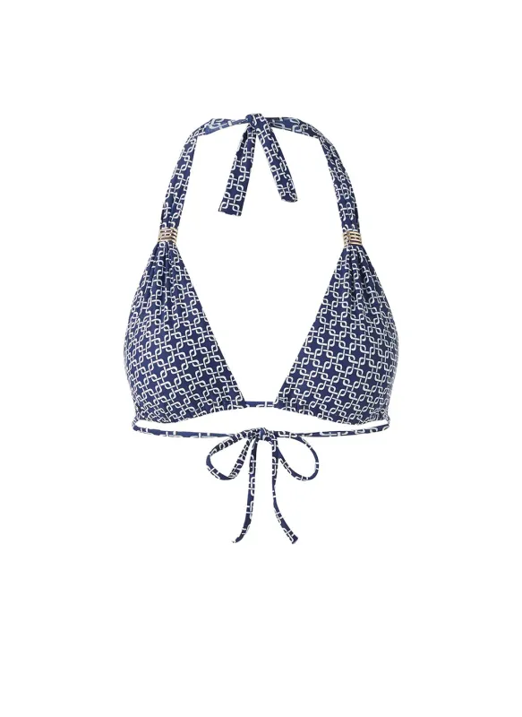 Grenada Navy Links Bikini Top made by Melissa Odabash