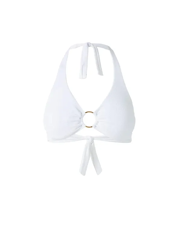 Brussels White Pique Bikini Top made by Melissa Odabash