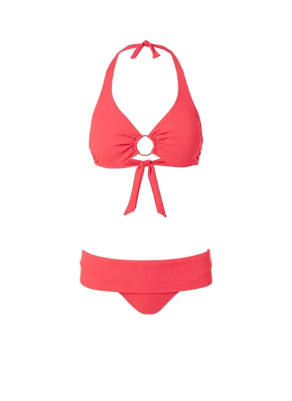 Brussels Tangerine Ribbed Halterneck Bikini sold by Melissa Odabash