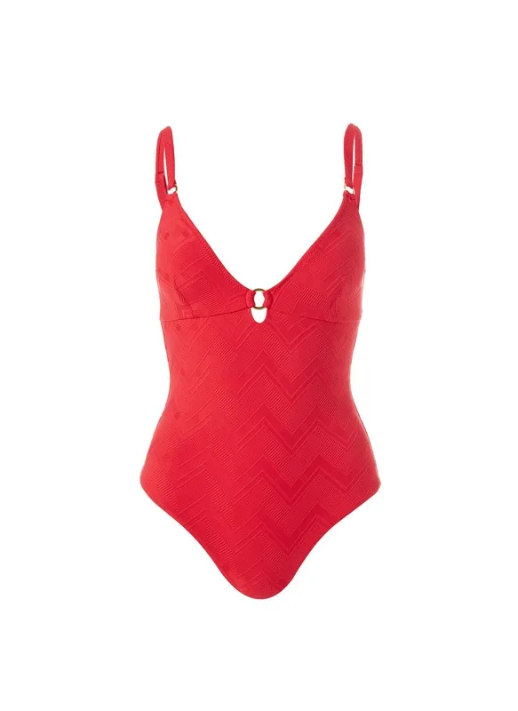 Havana Red Zigzag Swimsuit made by Melissa Odabash