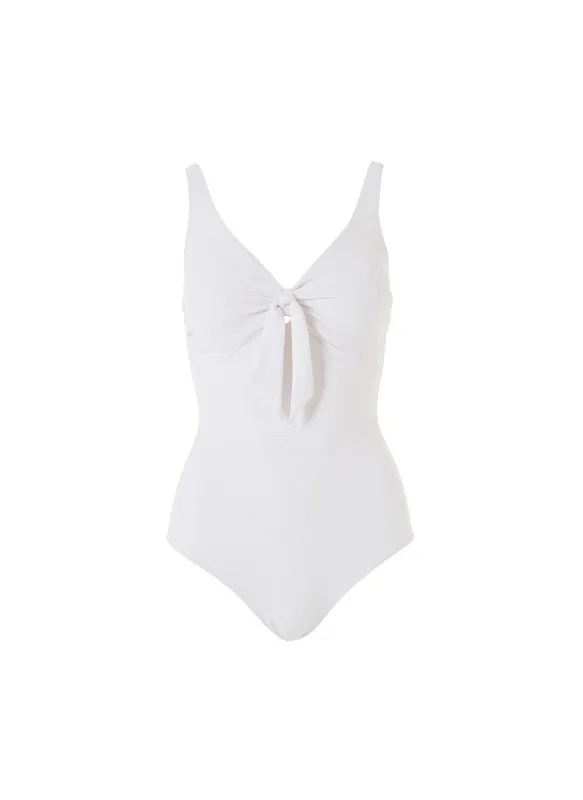 Lisbon White Pique Swimsuit made by Melissa Odabash