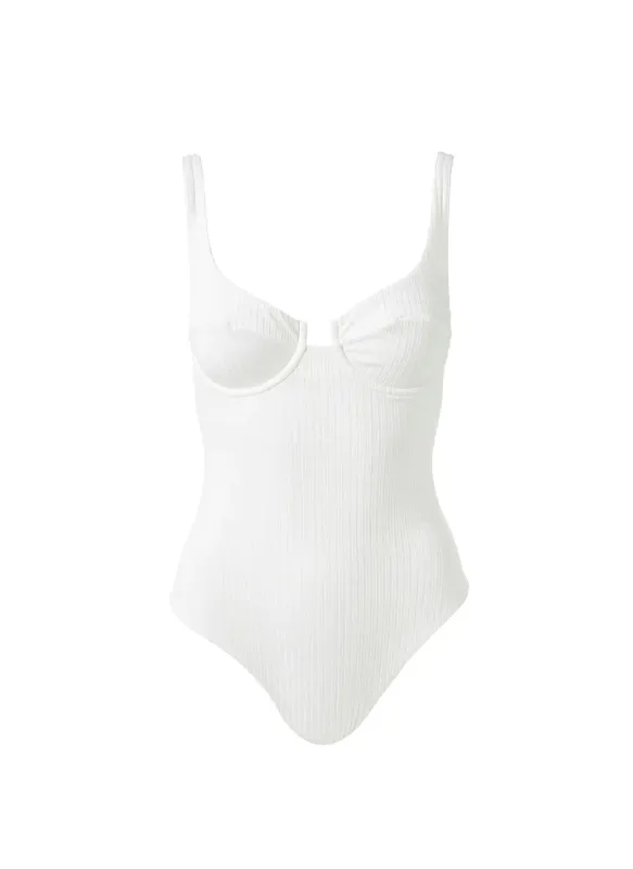 Sanremo White Ribbed Swimsuit made by Melissa Odabash