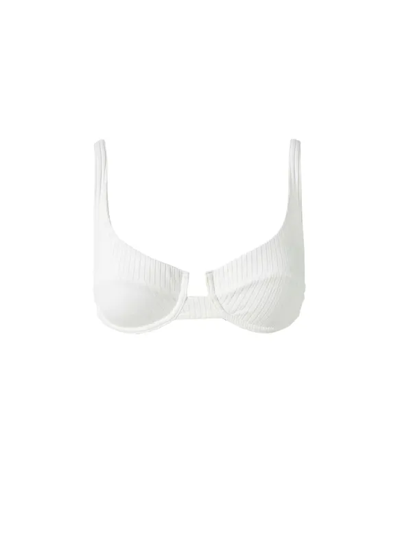 Montreal White Ribbed Bikini Top made by Melissa Odabash
