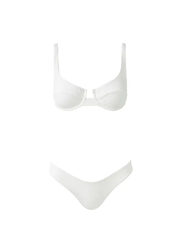 Montreal White Ribbed Bikini made by Melissa Odabash