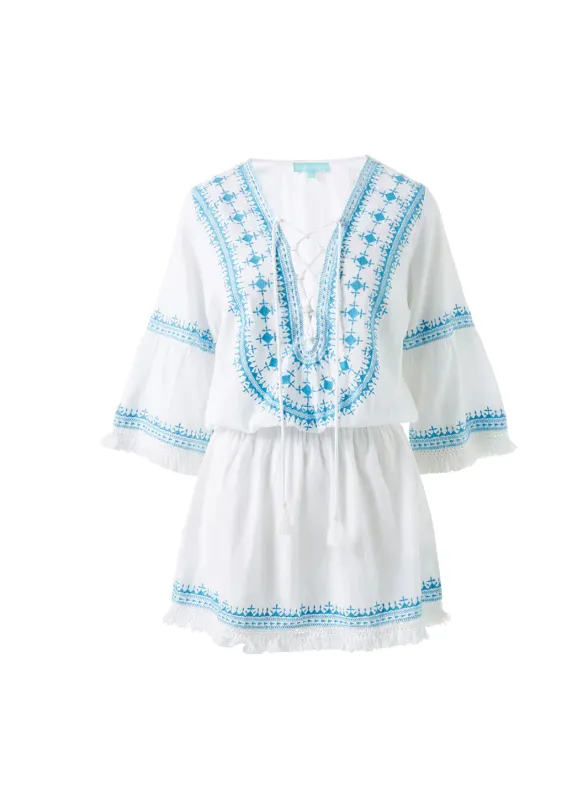 Martina White/Aqua Dress made by Melissa Odabash