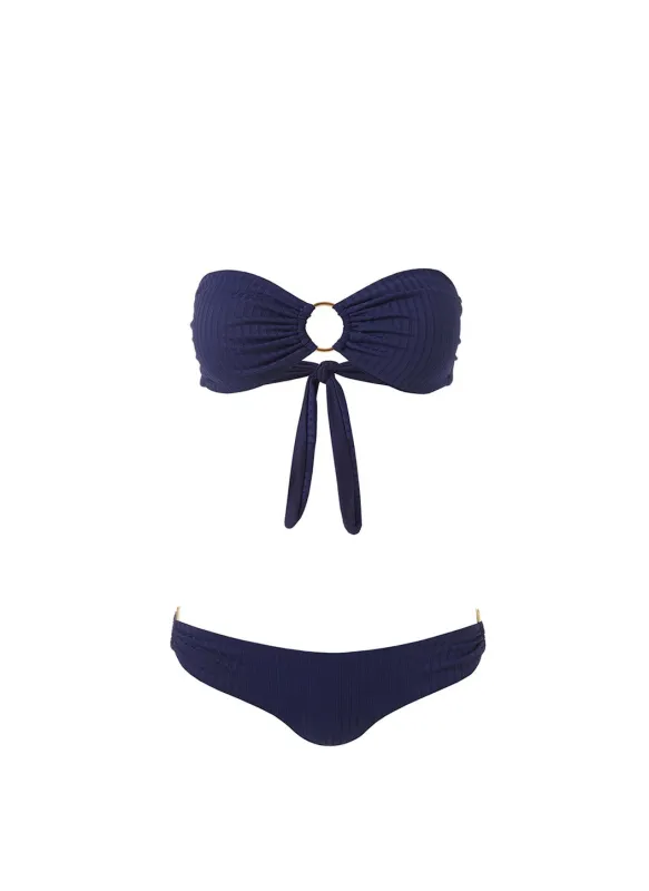 Evita Navy Ribbed Bikini made by Melissa Odabash