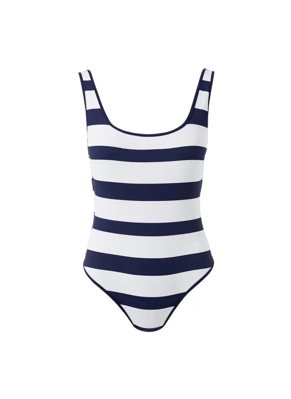 Biarritz Nautical Stripe Ribbed Swimsuit made by Melissa Odabash