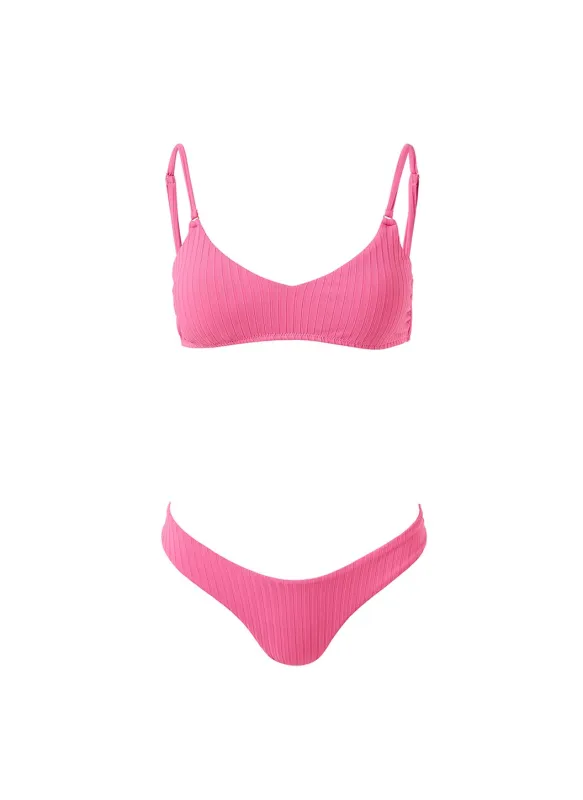 Vienna Hot Pink Ribbed Bikini made by Melissa Odabash